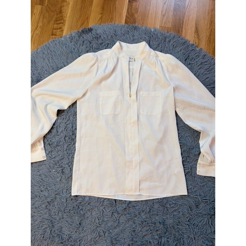 Reiss White Delores Satin Blouse Star Print Size M